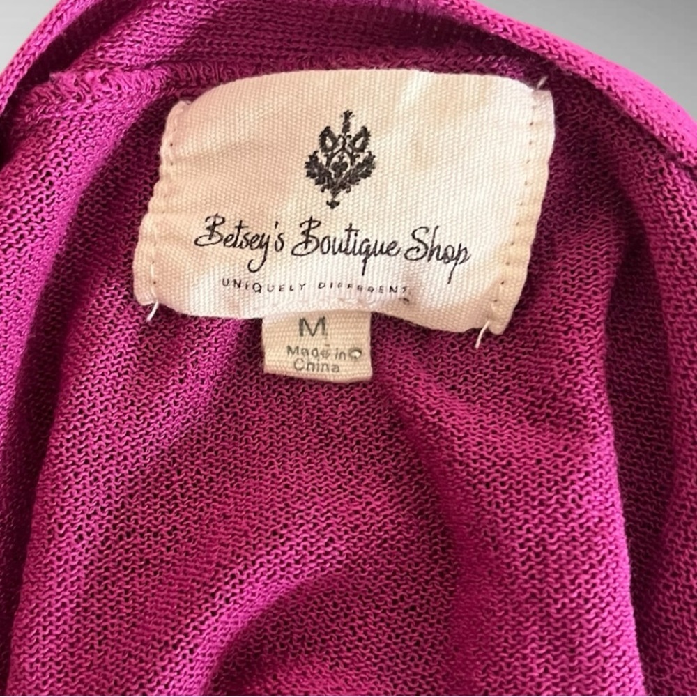 BETSEY'S BOUTIQUE‎ SHOP Tissue Button Fuchsia Long Cardigan Med | NWOT - Picture 6 of 10